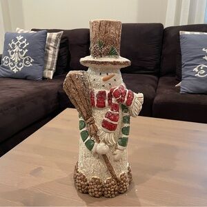 ❌SOLD❌ 15.5" Glistening Snowman with Broom by Valerie Parr Hill